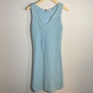 Athleta Kirra Crochet Overlapping Knee Length Dress Size Small Blue
